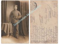 Germany WW1 Studio Photo of German Soldier in full Dress Uniform, Feldpost Bickendorf 1915