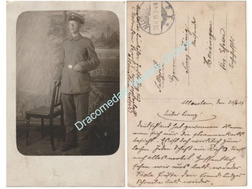 Germany WW1 Studio Photo of German Soldier, 152nd Infantry Regiment, Feldpost 1915