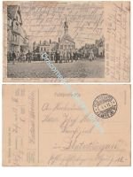 Germany WW1 Propaganda Postcard, Perone Marktplatz, Feldpost Bavarian 2nd Division, 12th Infantry Regiment, Easter Greetings 1915