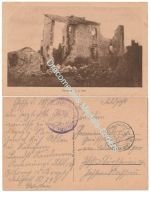 Germany WW1 Propaganda Postcard Haumont Ruins, 1916, Kraftfahrpark 18 / KDF (18th Motor Vehicle Park)