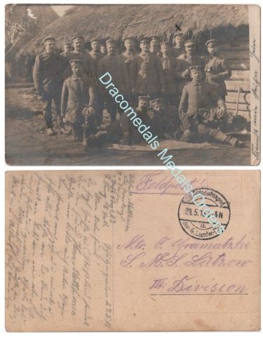 Germany WW1 Group Photo Addressed to SMS Lützow Sunk at Jutland 3 Days Later, 1916, 23rd Landwehr Infantry Regiment, Feldpost 24th Division