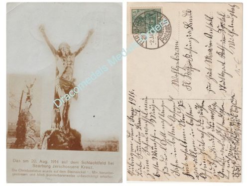 Germany WW1 Postcard, Jesus of Saarburg, New Year's Day 1916 to Nurse, 5 Pfennig Stamp, Postmarked