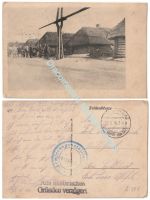 Germany WW1 Postcard Eastern Front Village, Feldpost Garde Kavallerie Division, 1916, Delay Stamp
