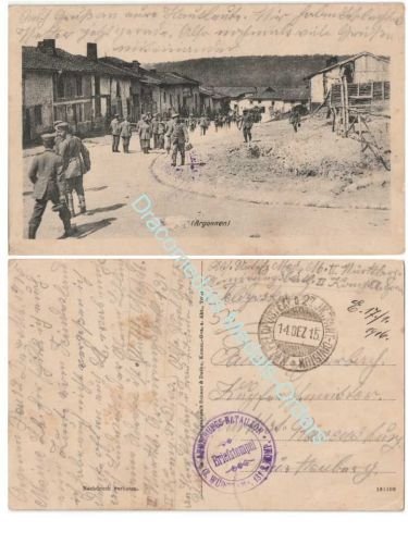 Germany WW1 Propaganda Postcard Argonne, Feldpost Wurttemberg 131st Engineer Battalion, 27th Infantry Division, 1915