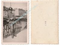 Germany WW2 Portrait Photo Wehrmacht NCO on Bridge, Visor Cap