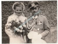 Germany WW2 Wedding Photo, German Wehrmacht Officer, Iron Cross, NSDAP Long Service, Sudetenland Medal Large Bar, Silver Wound, Sports Badge REPRINT