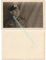 Germany WW2 Photo Wehrmacht Infantry Officer, Iron Cross & Sudetenland Medal Ribbon Bar, Visor Cap