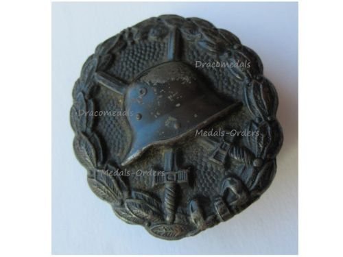 Germany WW1 Black Wound Badge for the Army Iron Made (Magnetic) Marked DRGM
