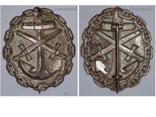 Germany WW1 Silver Wound Badge for the Imperial Navy Non Ferrous (Non Magnetic) Type
