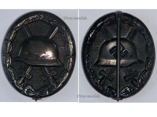 Germany WW2 Black Wound Badge Iron Made (Magnetic) Maker 81 Denazified 