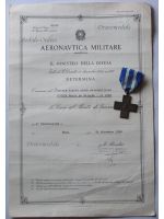 Italy WW2 Cross for War Merit 1940 1945 Italian Republic 1949 with Diploma to Air Force Driver Dated 1959 Based on Royal Decree of 1942