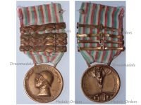 Italy WW1 Italian Unification Commemorative Medal for the War of 1915 1918 with 4 clasps 1915 1916 1917 1918 Unmarked