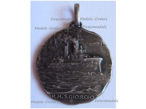 Italy WW1 RN San Giorgio Armored Cruiser Patriotic Medal 1908 in Silver 800