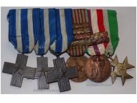Italy WW2 Set of 6 Medals (War Merit Cross, Medal 1940-1943 w 4 Clasps, War of Liberation Medal w 2 Clasps, Long Service Military Cross XXV Years)