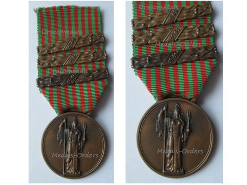 Italy WW2 Commemorative Medal 1940 1943 with 3 Clasps 1940 1941 1942 1st Type
