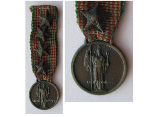 Italy WW2 Commemorative Medal 1940 1943 1st Type by Bomisa & Aielli with 4 Bronze Stars for NCOs MINI