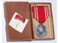 Japan WW2 Membership Medal of the Japanese Red Cross Society Boxed in Aluminum with Ribbon Stickpin