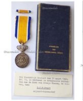 Netherlands Order of Orange Nassau Silver Medal Boxed by the Dutch Chancellery of Orders with Card of Issue Dated 1960