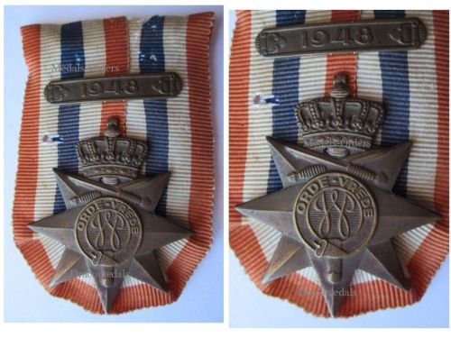 Netherlands WW2 Cross for Order and Peace 1945 with Bar 1948 Mounted by Tack