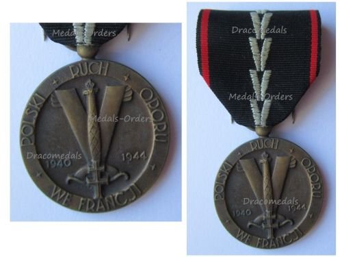Poland WW2 Medal for the Members of the Polish Resistance in France Unmarked Type