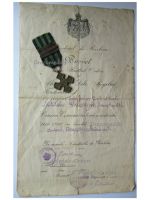 Romania WW1 Commemorative War Cross 1916 1918 with 3 Clasps (Ardeal, Carpati, Marasesti) & Diploma to Child Soldier of the 97th Infantry Regiment