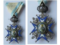 Serbia WW1 Order of Saint St Sava 1883 5th Class Knight's Cross 3rd Pattern with Green Robe 1921 1941 by Freres 