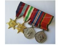 South Africa WW2 Set of 4 Medals (1939 1945 Star, Italy Star, War Medal 1939 1945, Africa Service Medal) South African 6th Armoured Division MINI