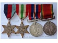 South Africa WW2 Set of 4 Medals (1939 1945 Star, Italy Star, War Medal 1939 1945, Africa Service Medal) South African 6th Armoured Division Named