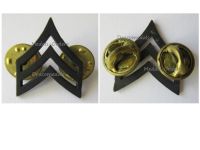 USA Black US Army Sergeant Rank Insignia Collar Badge, Subdued, Marked LI-GI, Vietnam War era, 1968 1975