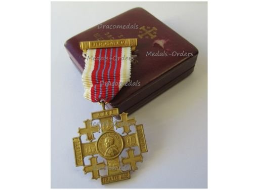 Vatican Jerusalem Cross Gold 1st Class with Clasp Jerusalem in Silver 800 Boxed by CDF Italy
