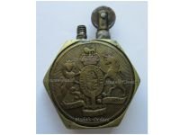 Britain France WW1 Trench Art Petrol Lighter British Royal Coat Arms and French Soldier Poilu On Les A