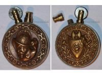 France WW1 Trench Art Lighter Spanish Conquistador and Coat of Arms with Shield Lion Head & Labrys