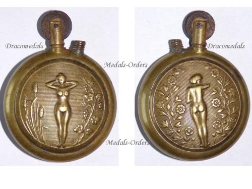 France WW1 Trench Art Petrol Lighter Erotic Naked Female