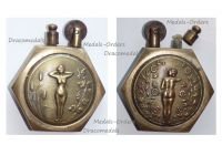 France Trench Art WW1 Petrol Lighter Erotic Naked Female Hexagonal Type