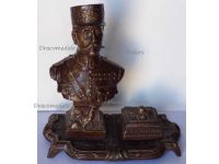 France WW1 Trench Art Marshal Foch Bust Statuette Inkwell by Carlier Numbered