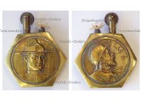 France WW1 Trench Art Petrol Lighter US Army Soldier Doughboy and French Poilu On les A 1917 1918