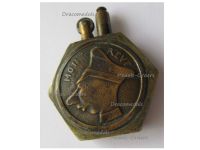 France WW1 Trench Art Brass Lighter Crown Prince Wilhelm Caricature Verdun & Marne Propaganda