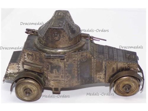 France WW1 Trench Art Armored Car White AC 1915-18 Inkwell Numbered