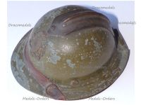 France WW1 Trench Art French Adrian Helmet Inkwell with Victorian British Army Cap Badge Dieu et mon Droit