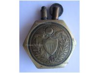 France WW1 Trench Art Petrol Lighter US Army Eagle & Flag 1917 1918 Rare Hexagonal Design