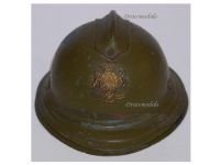 France WW1 Trench Art French Adrian Helmet Inkwell with Victorian British Army Cap Badge Dieu et mon Droit