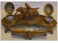 France Trench Art WW1 French Cavalry Horse Rider Inkwell Coetquidan Barracks Saint-Cyr Officer's Academy Numbered