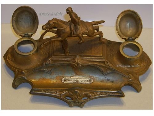 France Trench Art WW1 French Cavalry Horse Rider Inkwell Coetquidan Barracks Saint-Cyr Officer's Academy Numbered