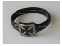 Germany WW1 Patriotic Ring with the Iron Cross EK1 Inscribed Erinnerung an der Eiserne Jahr 1914 1915