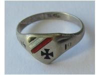 Germany WW1 Patriotic Ring, Iron Cross, German Imperial Flag Colors 1914 1916 in Silver 800