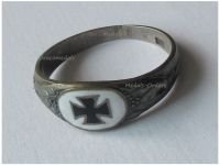 Germany WW1 Patriotic Ring– Iron Cross, Oak Leaves, Silver 800 Marked 