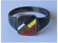 Germany WW1 Patriotic Ring, Iron Cross, National Colors of the Central Powers, Inscribed "Welt Krieg" in Silver 800