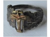 Germany WW1 Silver Patriotic Pilot's Ring, Fokker Eindecker E.III Fighter Monoplane Marked Ges. Geschutzt