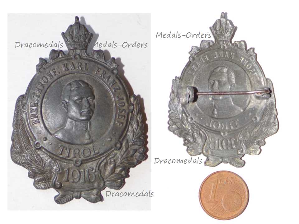 WWI Austro-Hungarian Karl Cockade pin back in Gray/Grey